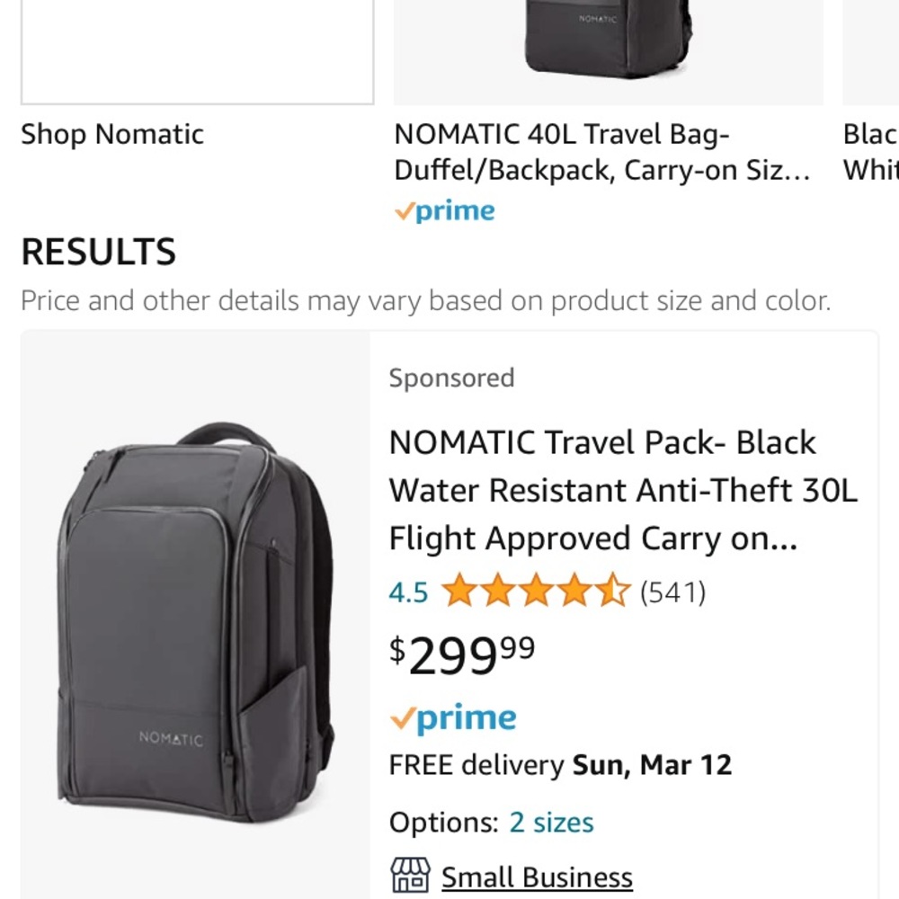 Nomatic backpack 40L. Barely used.